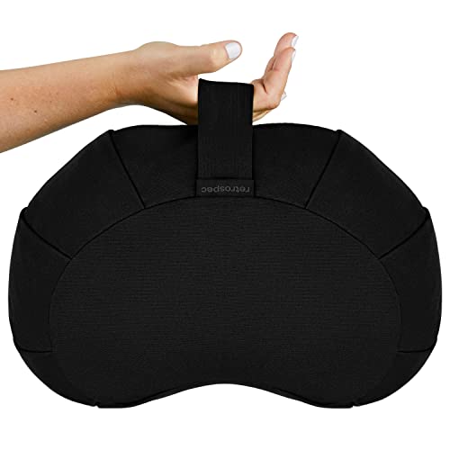 Retrospec Sedona Zafu Meditation Cushion Filled w/Buckwheat Hulls - Yoga Pillow for Meditation Practices - Machine Washable 100% Cotton Cover & Durable Carry Handle, Crescent, Black - color: Black, size: 1 Count (Pack of 1)