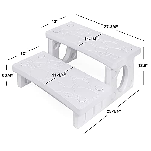 XtremepowerUS Hot Tub Steps, Non-Slip & Durable Hot Tub Stairs, Portable Universal Ladder Can Be Used Indoors and Outdoors Multi Purpose 2-Step Spa RV Campers Deck Steps Side Step, White - color: White