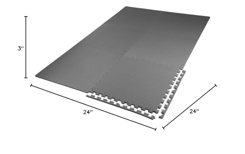 Xspec 3/8" Thick 100 sq. ft. (25 pcs) Gym EVA Foam Floor Mats (24" x 24") | Steel Pattern, Grey - style: Steel Pattern-Grey
