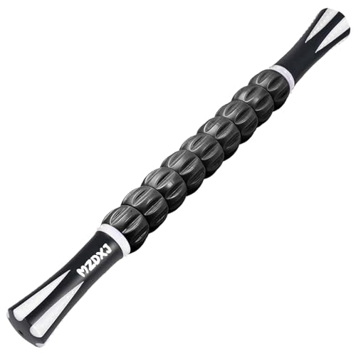 Muscle Roller Massage Roller Stick- Deep Tissue Fascia Blaster for Myofascial Pain Relief, Lymphatic Drainage & Body Sculpting, Handheld Physical Therapy & Recovery Tool (White black-18 inch) - color: White Black
