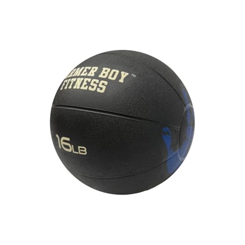 Medicine Ball with Handprint Design, Black, 2 lb to 20 lb, Strength and Core Training - size: 16 LB