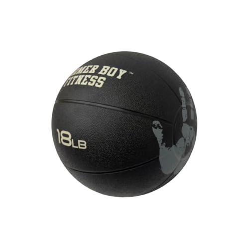 Medicine Ball with Handprint Design, Black, 2 lb to 20 lb, Strength and Core Training - size: 18 LB