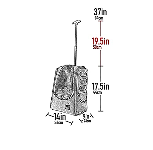 Pet Gear I-GO2 Roller Backpack, Travel Carrier, Car Seat for Cats/Dogs, Mesh Ventilation, Included Tether, Telescoping Handle, Storage Pouch, 2 Models, Available 12 Colors