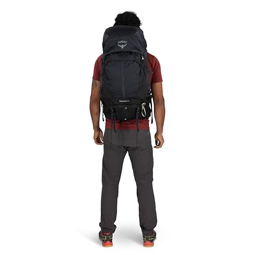 Osprey Stratos 36L Men's Hiking Backpack - Lightweight Backpacking Pack with Waterproof Raincover - Camping Bag, Raven Black - color: Raven Black, style: 36l