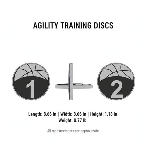 5-Pack Rubber Agility Training Discs with Numbers, Flat Speed Markers for Soccer & Basketball Drills, Low-Profile Cones with Mesh Carry Bag