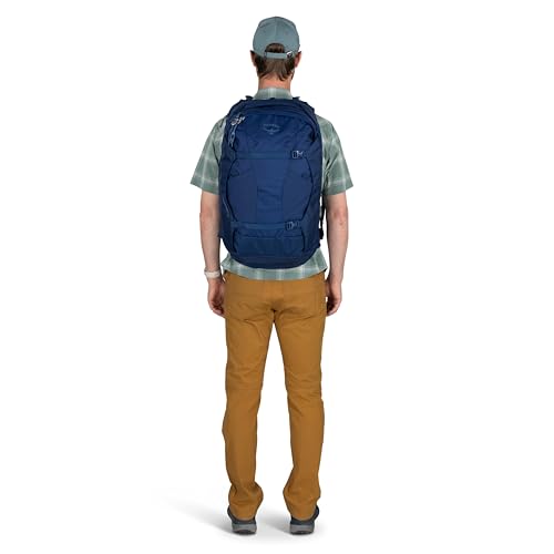 Osprey Farpoint 40L Men's Travel Backpack - Carry On Bag with Laptop Sleeve and Toiletry Pocket, Antique Blue - color: Antique Blue, style: 40l