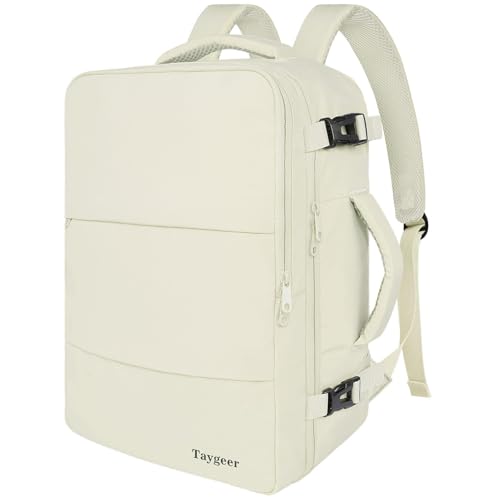 Taygeer Travel Backpack for Women, Carry On Backpack with Shoe Pouch, TSA 15.6" Laptop Back Pack Flight Approved, College Gym Bag Casual Daypack for Weekender Business Hiking,Beige | TSA 15.6" Laptop Back Pack Flight Approved, College Gym Bag Casual Daypa