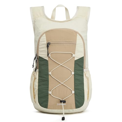 G4Free 20L Hiking Backpack Lightweight Daypack with Phone Pocket Small Packable Foldable Hiking Bag for Women Men, Green+Beige - color: Green+beige