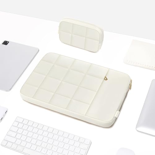MOSISO Laptop Case 13.3 inch,13-13.3 inch Puffy Laptop Sleeve Compatible with MacBook Air 13 13.6/Neo/Pro 13/Pro 14,HP Dell ASUS,Twelve Square Quilted Bag with Vertical Pocket&Small Case, Sand - color: Sand, size: 13.3 inch
