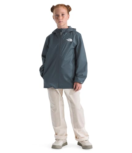 THE NORTH FACE Kids' Zipline Rain Jacket | Breathable Waterproof Rain Coat, Elastic Cuffs, Zip Pockets, Water Repellent - color: Granite Grey, size: Large