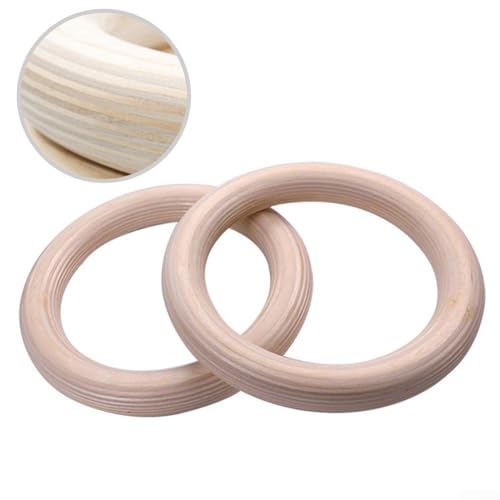 Birch Wood Gymnastics Rings Set of 2 Home Training Equipment Exercise Pull Up Rings with Adjustable Straps for Cross Training Strength Workout Fitness Training(25mm 19cm)