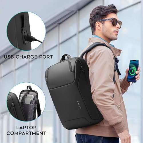 FUTURE AESTHEICS Business Laptop Backpack for Men,Women,15.6 Inch Water Resistant Travel smart Laptop Backpack Carry On Backpack with USB Charging Port,Large Business Work Durable Computer Bag, Black - color: Black