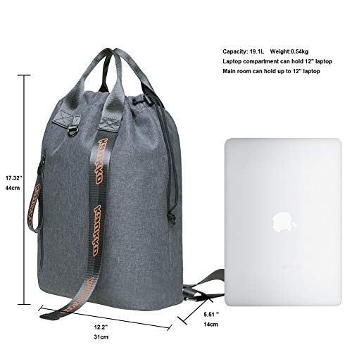 KAUKKO Drawstring Sports Backpack Gym Yoga Bag Shoulder Rucksack for Men and Women KH02-GREY,19.1L - color: H02-grey
