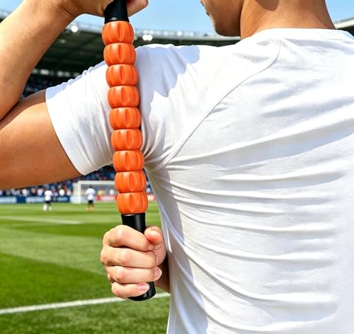 Muscle Roller Stick - A Full-Body Massage Roller that Can Relieve Muscle Soreness, Cramps and Tension After Exercise. It is a Handheld Physical Therapy and Recovery Tool(Black and Orange) - color: Orange