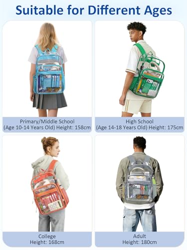 Extra Large Clear Backpack with TSA Lock, Heavy Duty Transparent See Through Clear Bookbag for College, Work, Travel, Casual Sport, Grey - color: Grey