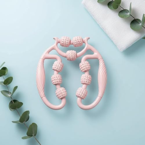 Circular Leg 9 Separate Rollers Leg Roller 360 Degree Massage Clamp Design for Athletes, Runners, Post-Workout, Home Gym, Peach Pink - color: Peach Pink