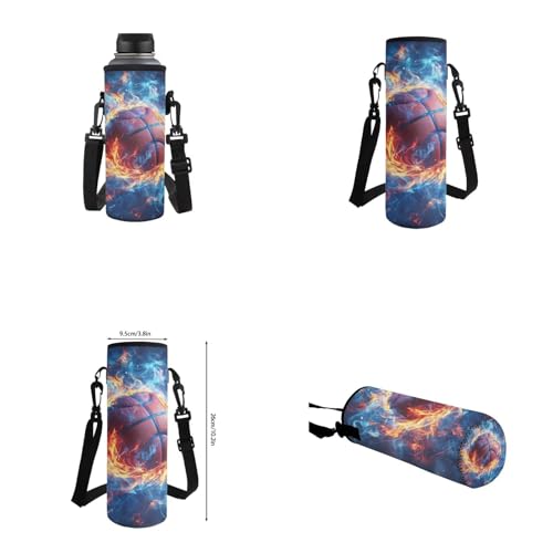 Fire Basketball Backpack for School Boys Backpack with Lunch Box Water Bottle Holder and Big Pencil Case 4PCS Bookbag with Front Pocket 17 inch Lightweight School Bag with Side Pocket for Kids - color: Fire Basketball-4