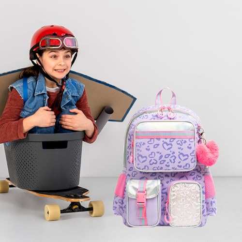 Meetbelify Backpack for School - Aesthetic Bookbag for Elementary to Teen Girls, Cute School Bag for Kids 8-10 - color: Purple