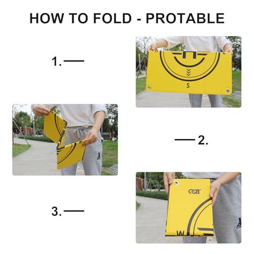 CQT Drone Landing Pad Universal Waterproof Weighted Portable Fast-Foldable Helipad Launch for DJI Avata 360 Mavic 3 4 Pro/Mini 2 SE/Air 2 2S/Mini 3 4 5 Pro/Mavic 2/Holy Stone/FPV/Avata 2/RC Quadcopters Accessories (55CM Yellow+Dark Gray) - color: 55CM Yel