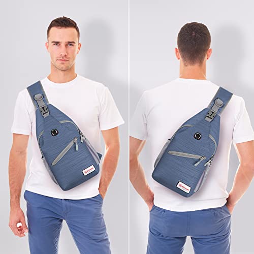 ZOMAKE Sling Bag,Small Crossbody Sling Backpack,Water Resistant Shoulder Daypack for Travel,Anti Thief Chest Bag for Hiking(Navy Blue(Stripe)) - color: Navy Blue(stripe)