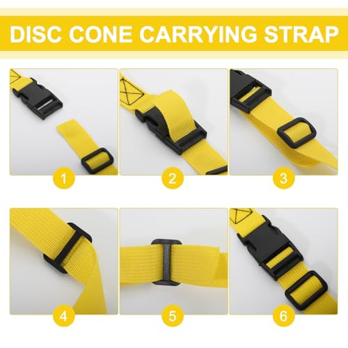 6.5 Feet Strap Cone Carrier Sport Cone Carrying Strap Adjustable Agility Disc Cone Strap Carrier for Storage & Travel with Quick Snap Closure - color: Yellow