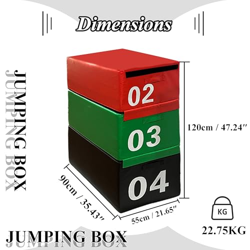4 in 1 Foam Plyometric Box, Adjustable Height Soft Foam Jump Box Set, Non-Slip, Durable, Easy-to-Clean Soft training box, Suitable for Gyms, Home, Jumping, etc.(Size:02+03+04(90*55*120cm)) - size: 02+03+04(90*55*120cm)
