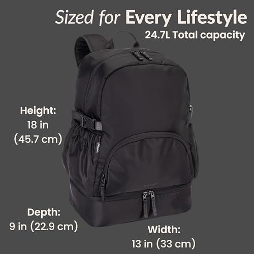 Bentgo 2-in-1 Adult Backpack & Insulated Lunch Bag - color: Obsidian Charcoal