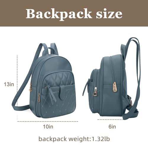 Montana West 3Pcs Anti Theft Backpack Purse for Women Small Quilted Backpack Set - color: Z-3pcs Jean