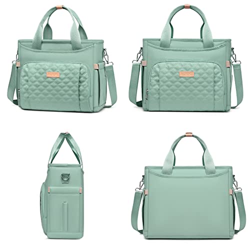 AIJIEKE Large Insulated Lunch Bag for Men Women, Leakproof Work Lunch Box | Keeps food fresh 8-12 hours. Spacious multi-pocket design with a removable strap. Water-resistant and easy-wipe interior - color: Green