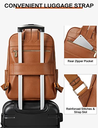 BOSTANTEN Genuine Leather 15.6 inch Laptop Backpack Purse for Women College Casual Backpack Travel Bag - color: 1-brown