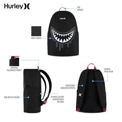 Hurley Unisex-Kids Graphic Backpack, Blue Lazer/Black, One Size - color: Blue Lazer/Black