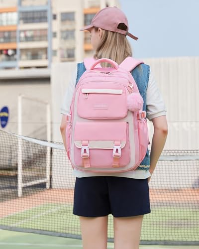 Makukke School Backpack for Girls Book Bag Set, School Bag for Teens Girls Kid Children Elementary Middle School Student, Waterproof Purple Backpack - color: Purple