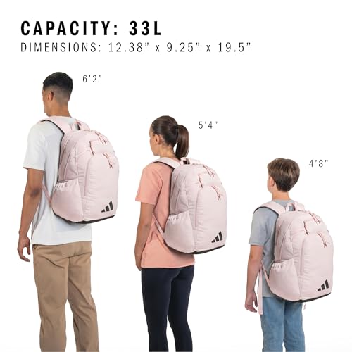 adidas Defender 5 Backpack for Sports, Gym, School and Travel, 33L, Sandy Pink/Black/Grey Two, OSFA - color: Sandy Pink/Black/Grey Two