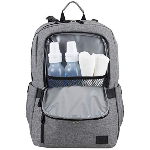 BODHI The Baby Athleisure Tech Diaper Bag Backpack with removable changing pad, Unisex, for Moms and Dads - Medium Gray Chambray - color: Gray Chambray