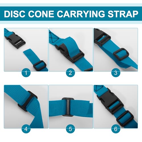 6.5 Feet Strap Cone Carrier Sport Cone Carrying Strap Adjustable Agility Disc Cone Strap Carrier for Storage & Travel with Quick Snap Closure - color: Blue