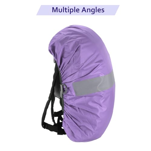 Waterproof Backpack Rain Cover - Non Slip Bag Cap with Vertical Reflector Strap Keep Drying Water Proof for Climbing - 15-25L - Purple - XS Size