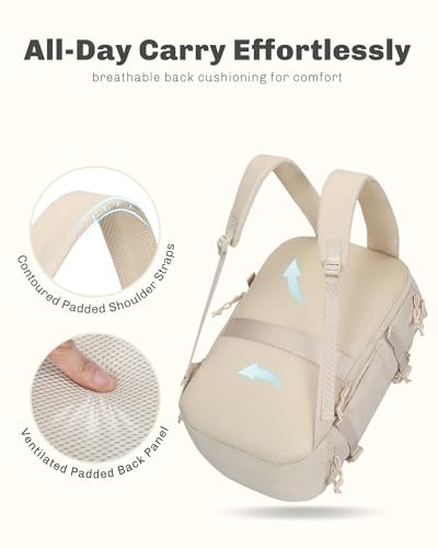 Hynes Eagle Travel Laptop Backpack 16 inches Lightweight Flight Approved Carry on Personal Item Bag Weekender Bag Daypack 20L Beige - color: Beige