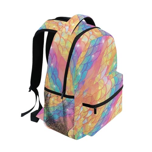 Backpacks for Men and Women Waterproof College School Computer Bag with Chest Strap Gift Men & Women Rainbow Scales Glittering - color: Multicolor06