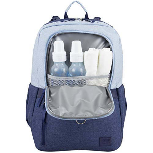 BODHI The Baby Athleisure Tech Diaper Bag Backpack with removable changing pad, Unisex, for Moms and Dads - Light Blue Chambray - color: Baby Blue