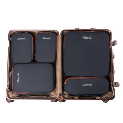 6 Set Compression Packing Cube for Travel with Laundry Bag, Lightweight Travel Organizers for Carryon Luggage Backpacks Suitcases, Grey - color: Grey