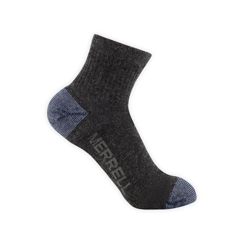 Merrell Unisex 3-pack Trekker Outdoor Ankle Socks, Mid-height Wool Blend Trail Socks Multi-pack - color: Charcoal Heather, size: Large-X-Large