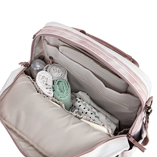 JuJuBe Nature Babe Diaper Bag Backpack with Portable Baby Changing Pad, Sustainable Multi-Function Bag for Bottles, Diapers, Made with 24 Recycled Plastic Bottles, Watercolor Stripe, Mother's Day Gift