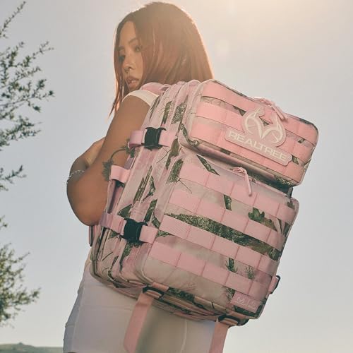 WOLFpak 25L Athletic Gym Backpack (Realtree APX Flushing Pink) Durable 1000D Waterproof Oxford Material w/MOLLE Webbing, Laptop Pocket & Dual Cup Holders, Durable Fitness/Travel/Military Daypack - color: Realtree Apx Flushing Pink