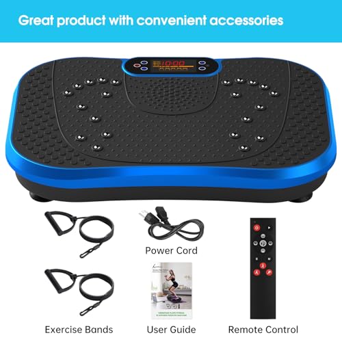 SoftGym Waver Vibration Plate Exercise Machine for Lymphatic Drainage Weight Loss,120 Speed Levels Vibrating Platform with Resistance Bands,Full-Body Workout Equipment for Muscle Activation - style: Slim- Royal Blue