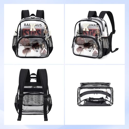 PIG PIG GIRL Clear Backpacks for Stadium Events Approved 12×6×12 Clear Bookbag for Women Mini Transparent Letter Back Pack, Black, Letter-K - color: Black, style: K