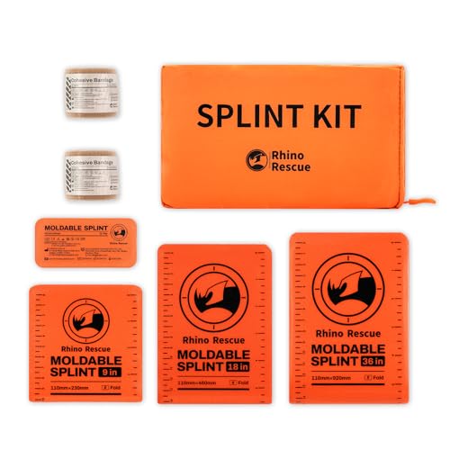 RHINO RESCUE First Aid Splint 36" X 4.3" Orange-Gray, Keep Bones in Position (6, Splint Bundle) - color: Bundle Kit