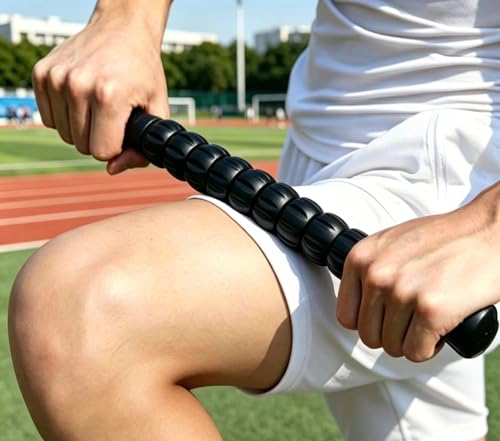 Muscle Roller Stick - A Full-Body Massage Roller that Can Relieve Muscle Soreness, Cramps and Tension After Exercise. It is a Handheld Physical Therapy and Recovery Tool(Black) - color: Black