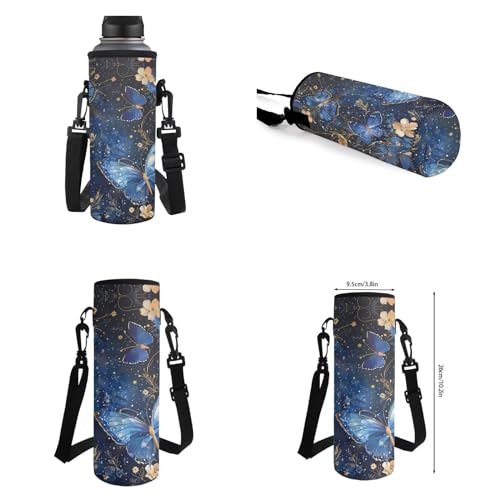 Blue Butterfly 17 Inch Backpack Set with Lunch Bag, Pencil Case, Water Bottle Holder for Girls, Children, School Supplies - color: Blue Butterfly