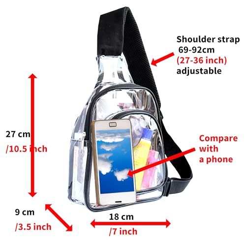 Small Clear Purses for Women Men, Clear Sling Bag for Stadium Events and Concerts, Crossbody Shoulder Backpack