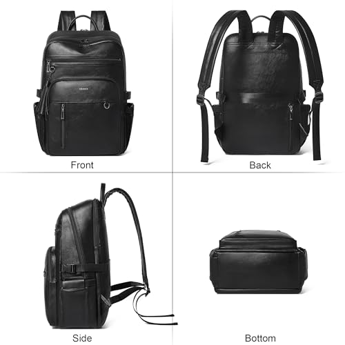 Shrrie Vegan Leather Laptop Backpack for Women,17 Inch Computer Backpack Purse for Work Business College Travel Teacher Nurse with Anti-theft Pocket & Giant Tumbler Holder Pocket,Black - color: Black